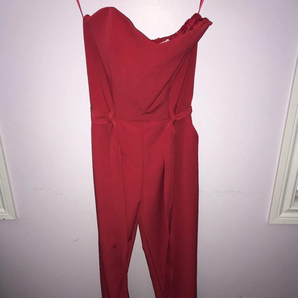 Strapless Red Jumpsuit - Picture 3 of 5